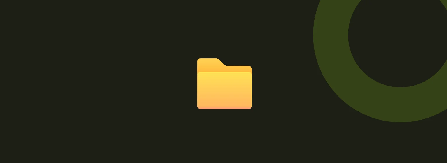 A folder icon in lime green on a dark background.
